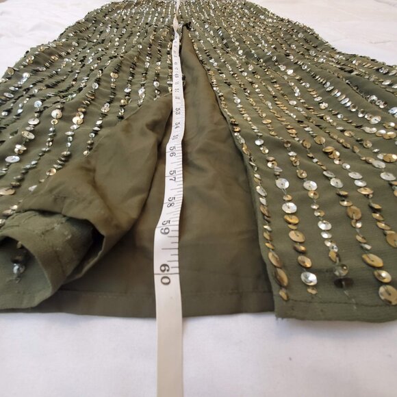 Mac Duggal Sleeveless Sequin Column Gown Olive Green 93603 Size 10 - Picture 10 of 11